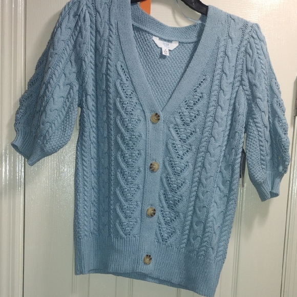Time and Tru Sweaters - Time and Tru Light Blue Cable Knit Sweater